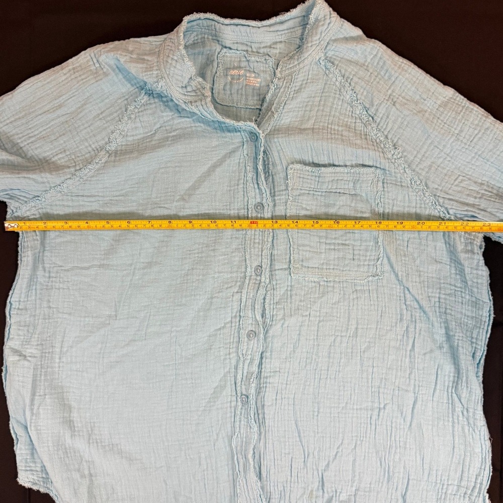 Aerie Light Blue Gauze Button Down Shirt Oversized XS - Picture 3 of 5